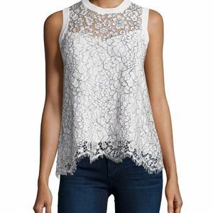 Generation Love White/Black Sleeveless Floral Lace Top S ($198)